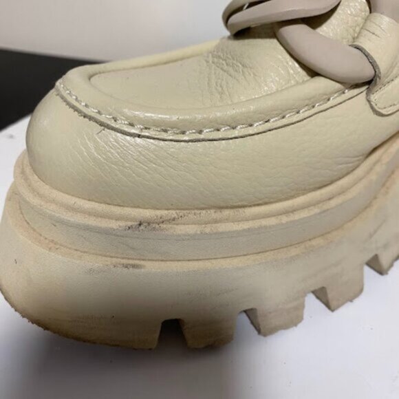 L'intervalle Cream Pebbled Leather Chunky Chain Platform Loafers Size EU 41 - Picture 12 of 12